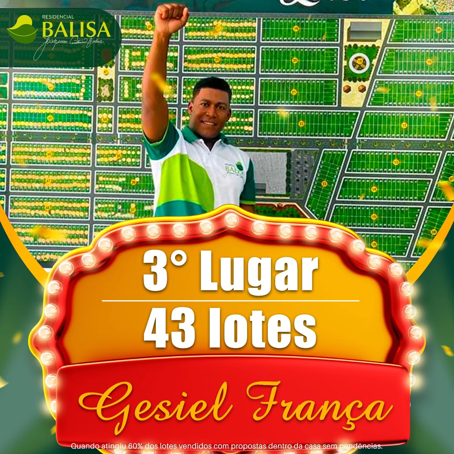 Premiação Balisa: Gesiel França, terceiro lugar, 43 lotes